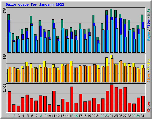Daily usage for January 2022