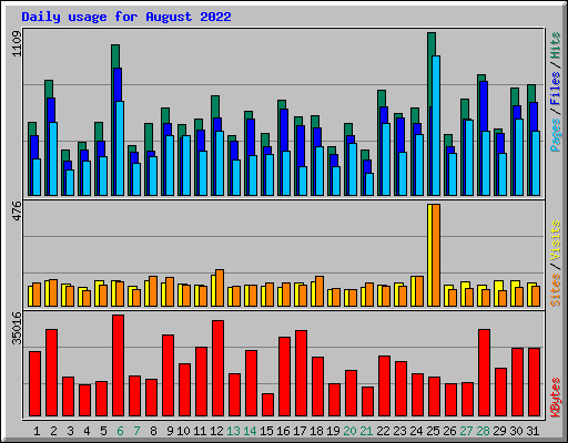 Daily usage for August 2022