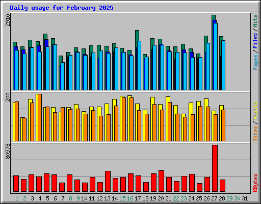 Daily usage for February 2025