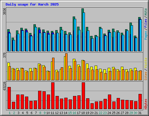 Daily usage for March 2025