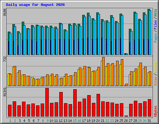 Daily usage for August 2026
